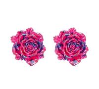 Pâte Perceuse Outils Ensembles Kits Delicate Black White Red 3D Carved 14MM Rose Flower Statement Exaggerated Earrings For Women And Ladies Lightweight Baguier Fournitures Boîte (Hot Pink, One Size)