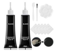 Pâte Réparatrice Cuir, 2 x 20ml Crème Réparatrice Cuir, Kit Réparation Cuir, Rénovation Cuir de Réparation, pour Fissures et Trous dans Les Meubles, Canapés, Sièges de Voiture, Vêtements, Sacs , Noir