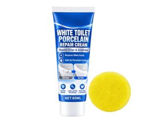 Pâte réparatrice pour porcelaine WC Remplissage éclats blancs 60 ml avec | Kit Réparation Fissures Et Carrelage Pour Fissures Éclats Rayures Lavabo Receveur De Douche