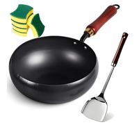 Pâteau en fer non revêtu, Pot en fonte japonais, Wok forgé à la main avec couvercle anti-adhésif, Pots en fer anti-adhésif forgé à la main, Grand pot de ventre forgé pour poêles à Smooth-Surface 26cm