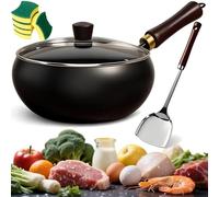 Pâteau en fer non revêtu, Pot en fonte japonais, Wok forgé à la main avec couvercle anti-adhésif, Pots en fer anti-adhésif forgé à la main, Grand pot de ventre forgé pour poêles Smooth-Glass-Lid 26cm