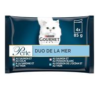 Pâtée pour Chat Adulte Effilés Saumon Colin Sardine Thon Perle Duos Gourmet - Les 4 sachets de 85g Lot De 4 - par Lot