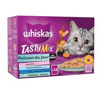 Pâtée pour Chat Adulte en Sauce Saumon Carotte Poisson Blanc Légume Thon Poisson Blanc Cabillaud Saumon Tasty Mix WHISKAS - la boîte de 12 sachets fraîcheur Lot De 3 - par Lot
