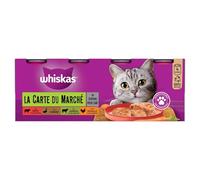 Pâtée pour Chat Adulte en Terrine Volaille Canard Boeuf Agneau La Carte du Monde WHISKAS - Les 4 boîtes de Conserve Lot De 3 - par Lot