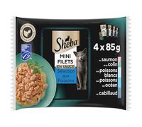 Pâtée pour Chat Adulte Mini Filets en Sauce Sélection Poissons Sheba - Les 4 sachets fraîcheur Lot De 4 - par Lot