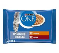 Pâtée pour Chat Adulte Stérilisé en Sauce Boeuf Poulet PURINA One - Les 4 sachets de 85g Lot De 4 - par Lot