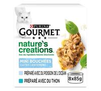 Pâtée pour chat - PURINA - GOURMET Nature's Creations - Sauce poissons et thon - Lot de 3 - 8 boîtes de 85 g