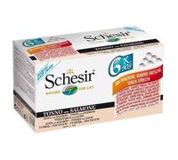 Pâtée pour Chat - Schesir - Thon avec Saumon - 6x50g - 100% Naturel - Oméga-3 et 6