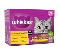 Pâtée pour Chat Sénior en Sauce Volaille Poulet Canard Dinde Les Festins WHISKAS - la boîte de 12 sachets fraîcheur Lot De 3 - par Lot