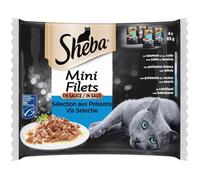 Pâtée pour chat - SHEBA - Mini Filets en Sauce Sélection aux Poissons - paquet de 4 sachets de 85 g