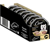 Cesar Pâtée pour Chien Gamme Classique - Poulet et bœuf - Lot de 7 Paquets de 2 boîtes de 150 g chacune