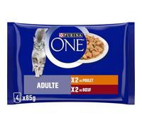 Pâtée Savoureuse Poulet et Bœuf en Sauce, Texture Émincée Appétissante (4x85g) - Lot de 4 - Vendu par Lot