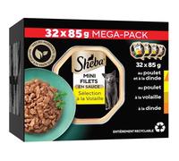Pâtée - SHEBA - Mini Filets en Sauce Sélection à la Volaille - 4 variétés - 32x85g - Pour chat adulte