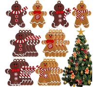 Patelai 16 Pièces Bonhomme Pain d'Epice Deco Décoration de Sapin de Noël Traditionnelles Pendentif de Bonhomme en Pain d'Épice Gingerbread Deco Ornements d'Arbre de Noël avec 20 m Corde, 4 Conceptions