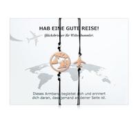 Patelai 2 Pcs Bracelets de Globe du Monde Bracelet de Voyage Porte-Bonheur avec Pendentif de Terre et Avion Bracelet en Cordon Fait Main avec Carte Cadeau pour Femme Voyageur Amis Famille (Or Rose)