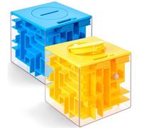 Patelai Lot de 2 porte-billets de 7,6 cm, labyrinthe de puzzle, boîte cadeau de Noël amusante pour adultes (jaune, bleu)