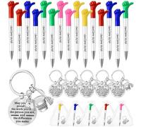 Patelai Lot de 30 stylos à bille avec citations inspirantes pour femme de ménage - Porte-clés - Cadeau d'appréciation - Stylo à bille et sac en organza blanc pour personnel de ménage