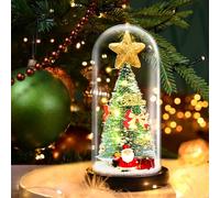 Patelern Mini Sapin Noël Décoration,Arbre Noël Intégré dans Un Dôme en Verre,Cadeaux Noël Créatifs,Lumières Décoration d'arbre Noël émettant la Lumière LED,Ornements Bureau Arbre Noël