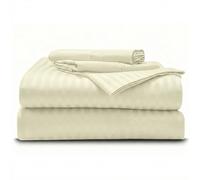 Patelorama-Home Parure de lit California King size 100 % coton égyptien à longues fibres 100 % coton égyptien à longues fibres 182,9 x 213,4 cm, poches profondes de 30,5 cm - Calking, rayures ivoire