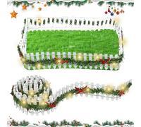 PATEMZON Clôture de Jardin Miniature, Clôtures en Bois Brun Clôture Flexible Décoration de Jardin, Mini Clôtures de Noël avec Lumières, DIY Clôturess Blanche pour Maison de Poupée, Pot Fleurs, 5*90cm