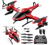 PATEMZON Hélicoptère Télécommandé, 2.4G Avion Télécommandé, 360° Flip, Corps Pliable, lumières LED, Décollage/Atterrissage à Une Touche, Avion Cadeaux de Noël et D'anniversaire pour Enfants (Rouge)