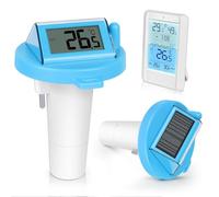 PATEMZON Thermometre Piscine Solaire, Thermomètre Piscine Connecté, Thermometre Piscine Sans Fil Flottante avec Récepteur Radio LCD, Accessoire Piscine pour Aquarium, Étang à Poissons