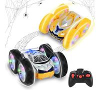 PATEMZON Voiture Télécommandée, Voiture Radiocommandée, Araignée Monster Truck Télécommandé Double Face, 360°Rotation Rechargeable RC Car Tout Terrain, Cadeau pour Garçon Fille 4 5 6 7 8 Ans (Argent)