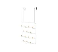 Patère de porte 14 accroches en bois et métal blanc 60.3x10.8x36.2cm ESTIQUE