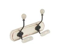 AUBRY GASPARD Patère en Bois Blanc et céramique 2 Crochets