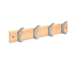 Patère 4 Tiges Effet Bois "Ziny" 45cm Naturel & Argent
