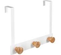 Patère à 3 têtes - 25 x 5 x 20 cm - Bambou - Blanc