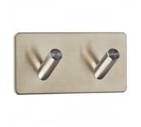 Crochet Mural ADRA double (2 Crochets) 90 x 45 x 29 mm Acier Inox brossé Autoadhésif avec Patin Adhésif 3M pour Cuisine