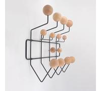 Patère Boule en Bois, Porte-Manteau avec 14 Crochets, Porte-Manteau Mural, Rail à Crochets avec Boules Colorées Porte-Manteau pour Entrée Couloir Chambre Salle de Bain, Couleur5,48x36.5x13.5