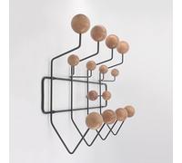 Patère Boule en Bois, Porte-Manteau avec 14 Crochets, Porte-Manteau Mural, Rail à Crochets avec Boules Colorées Porte-Manteau pour Entrée Couloir Chambre Salle de Bain,Color8,48x36.5x13.5CM
