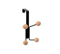- Patère de Porte "4 Boules" 18cm Noir & Naturel