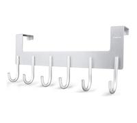 Patère de porte-Manteau murale Meuble d’entrée 6 crochets de Porte Cintre Rangment Suspendu Chapeau Serviette Vêtements Sac Argent