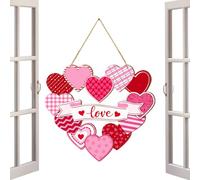 Patère de porte pour la Saint-Valentin - Décoration de style maison de campagne | Cœur en bois pour terrasse, extérieur, intérieur, salon, toi