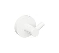 Patère double murale WHITE en laiton blanc 5,5cm-Sans adhésive--