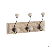 Patère en manguier motif feuilles 3 crochets 3 crochets