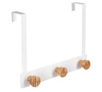 Patère en Métal & Bambou ""3 Têtes"" 20cm Blanc