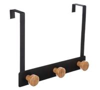 Patère en Métal & Bambou ""3 Têtes"" 20cm Noir