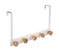 Patère en Métal & Bambou ""5 Têtes"" 20cm Blanc