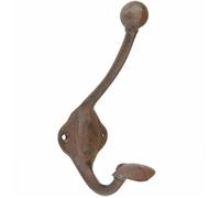 L'Héritier Du Temps Patère Porte Manteaux Murale ou Porte Serviettes avec 2 Crochets en Fonte Patinée Marron 6x8,3x17,2cm