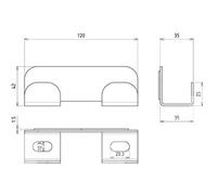 Patère magnétique double blanc RAL9016 - - 12180/9016