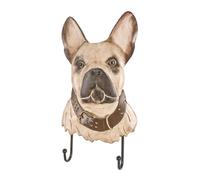 Patère Murale 2 Crochets "Bouledogue" 36cm Beige