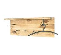 HAKU Porte-manteau mural chêne huilé Noir, bois massif & métal L80×H30×P20 cm, moderne