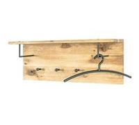 HAKU Porte-manteau mural chêne huilé Noir, bois massif & métal L80×H30×P20 cm, moderne