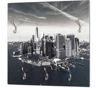 HAKU Möbel garderobe Murale Optique INOX, Motif, MDF, métal - Dim.: L 60 cm x H 60 cm x P 8 cm, Style: Modern