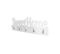 HAKU Patère murale Sweet Home 5 crochets MDF blanc chromé L74×H28×P7 cm moderne