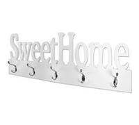 Patère Murale 5 Crochets "Sweet Home" 74cm Blanc Blanc G